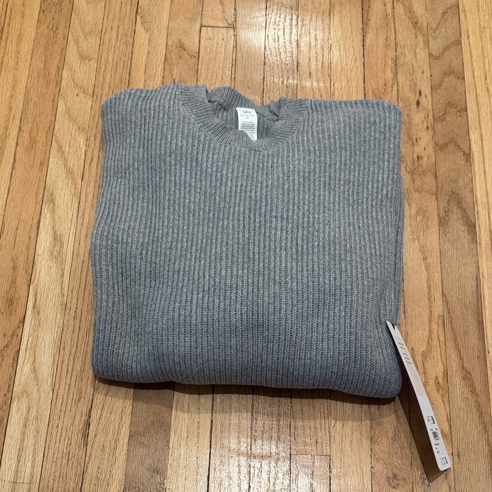 ALO Yoga Domain Rib Knit Crew Sweater grey size xs - Picture 3 of 5